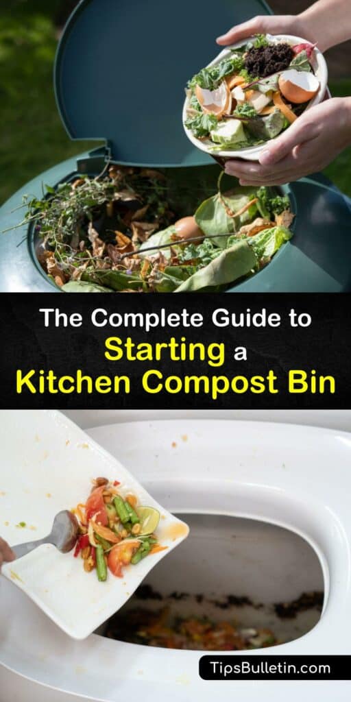 Reduce food waste by using indoor compost bins for kitchen scraps. Make a DIY compost bin or purchase a countertop compost bin or stainless steel compost bin and turn food scraps and kitchen waste into finished compost for your garden. #kitchen #compost #bin