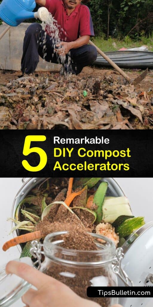 The composting process in a compost heap breaks down organic material to make finished compost. When your compost pile is slow, try a compost activator to break down more compost material. Use a compost catalyst like urine, coffee grounds, or a DIY mixture. #homemade #compost #accelerator