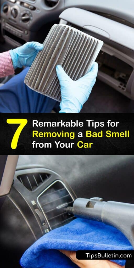 Whether it’s cigarette smoke or dog odor, a car smell is unpleasant. Remove a bad smell from your car cabin and upholstery using simple products like baking soda and white vinegar, and clean your cabin air filter to keep the air fresh. #remove #bad #smell #inside #car