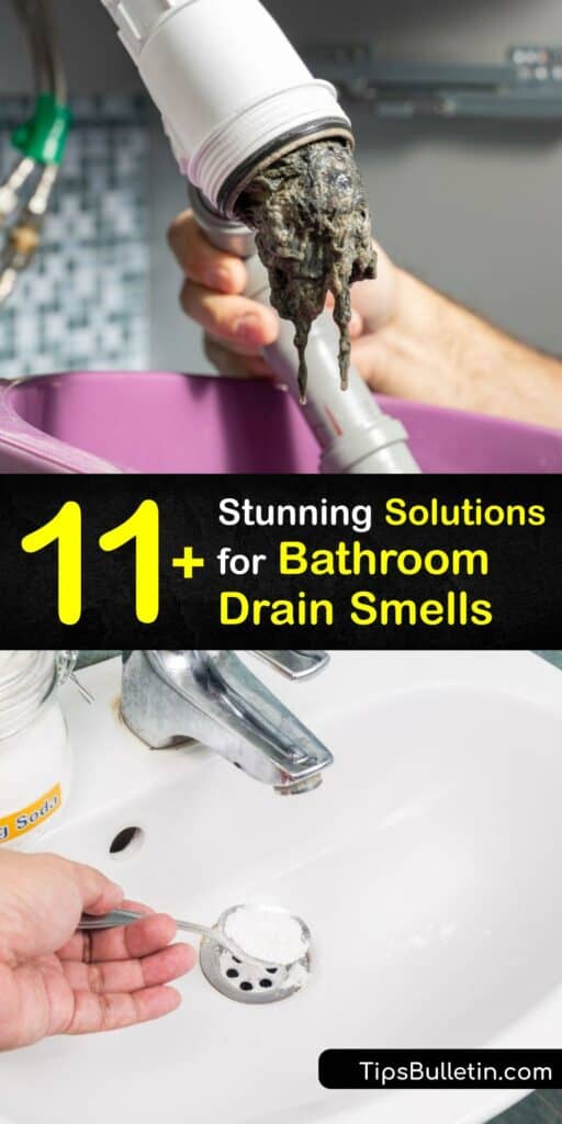 Learn how to get rid of drain odor in the bathroom sink drain or shower drain. A stinky drain is unpleasant, but it’s easy to clean a blocked drain and eliminate a sewer smell with boiling water, white vinegar, baking soda, and other simple solutions. # #getridof #smells #drain #bathroom