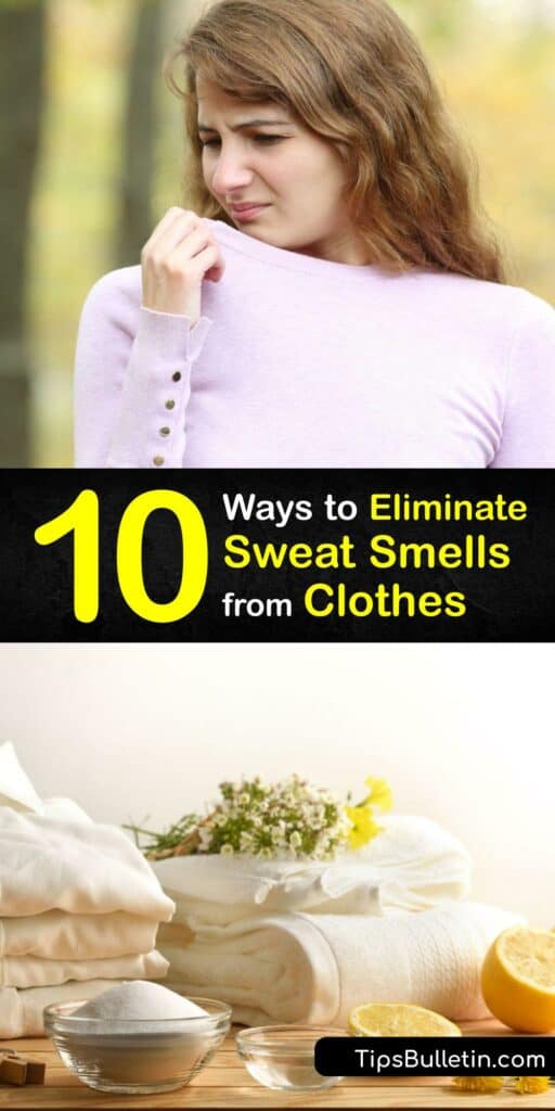 Sweat stains and sweat odor are common issues when washing gym clothes. When cleaning clothing, laundry detergent may not be enough to remove odor from your workout clothes. Discover home remedies for getting your clothes clean and smelling fresh. #remove #sweat #smell #clothes