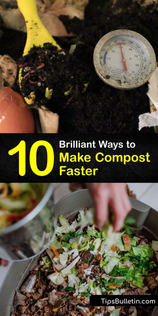 Discover how to make fast compost by hot composting and using a compost starter or compost accelerator. A hot compost pile turns organic material into fertilizer faster than cold compost, and the final result is a rich soil conditioner for your lawn and garden. #make #compost #faster