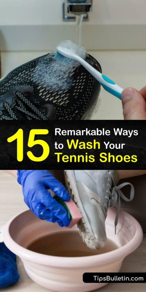 Discover how to wash athletic shoes, canvas sneakers, leather shoes, and canvas shoes in the washing machine or by hand. Whether you have a white shoe or a shoe with a removable insole, clean it using concentrated laundry detergent, baking soda, hydrogen peroxide and more. #wash #tennis #shoes