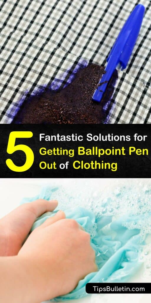 Remove a ballpoint ink pen stain or permanent pen ink from your clothes with easy home remedies for ink stain removal. Use a convenient stain remover like rubbing alcohol, concentrated laundry detergent, or nail polish remover to get pen out of your clothing. #get #ballpoint #ink #out #clothes