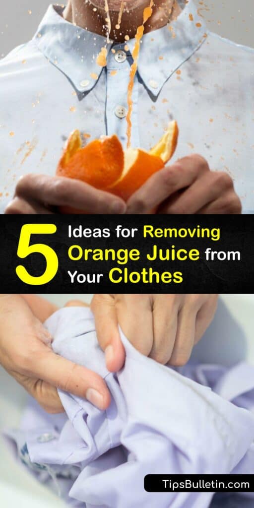 To avoid ruining your clothes, cleaning an orange juice stain requires patience and the right tools to pull the stain from the fibers of your clothes. Discover cleaning tips using common items like white vinegar, dish soap, and warm water. #howto #clean #orange #juice #clothes