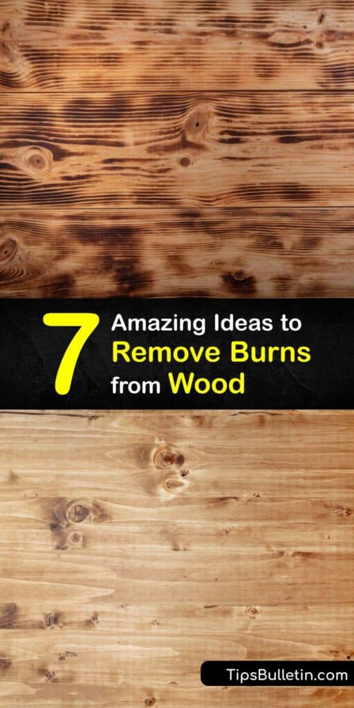 When you have burn marks or a scorch mark from a dull blade or a cigarette, your wood floor and wood table look unappealing. Use simple items like nail polish remover, steel wool, lemon juice, and dish soap to remove burn marks and keep your wood looking its best. #remove #burn #marks #wood