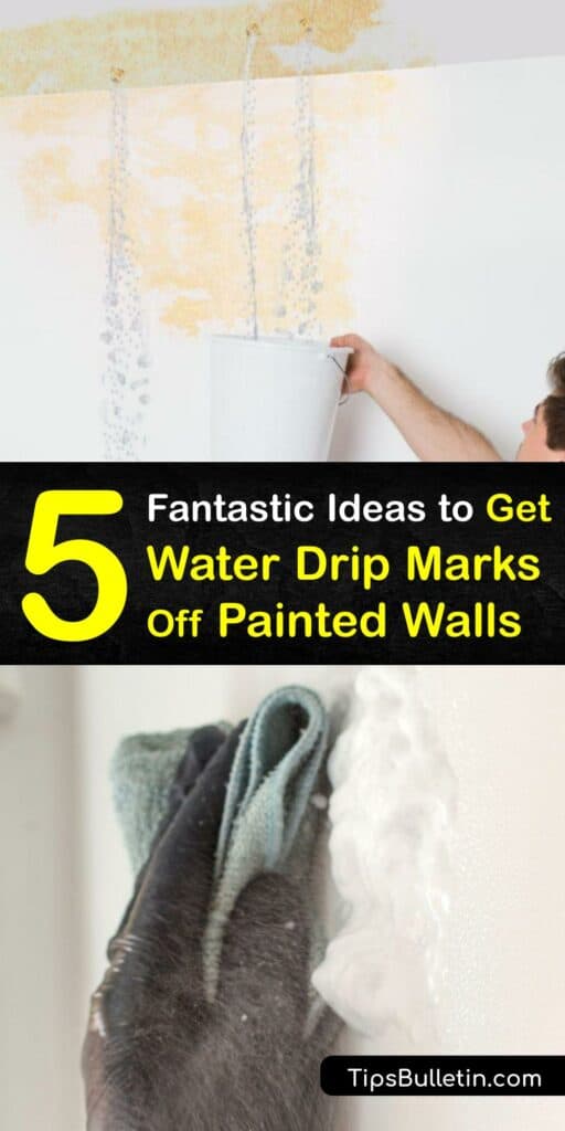 Paint drips or a water stain look terrible on the flat paint on your bathroom wall or the painted walls in your kitchen. It’s crucial to clean walls often to prevent mold. Clean painted walls with warm water and white vinegar, dish soap, DIY cleaner, and more. #remove #water #drip #painted #walls