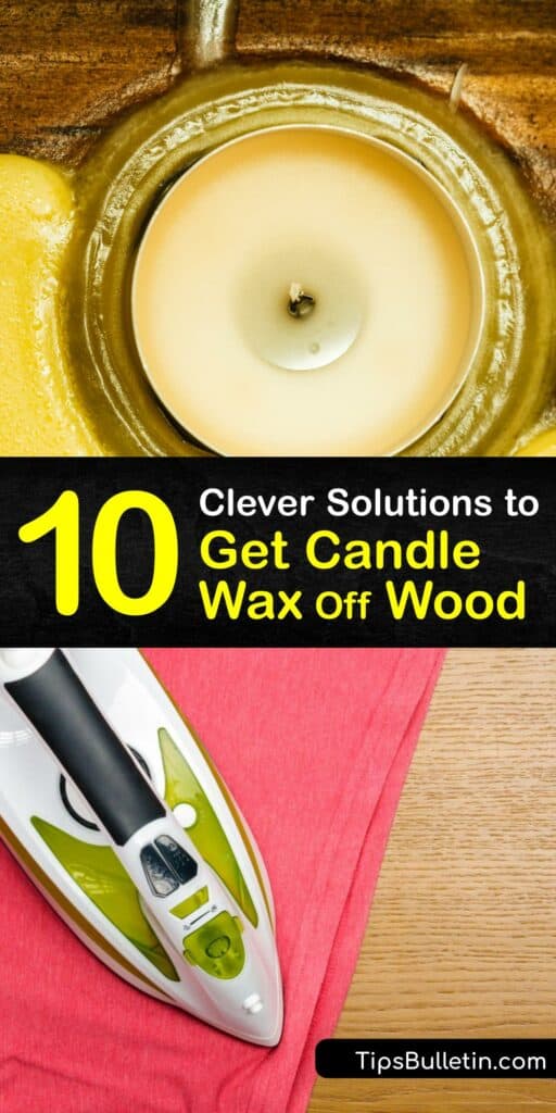 A candle wax stain or other melted wax looks unsightly on hardwood floors and furniture. Use a paper towel or soft cloth to blot up as much excess wax as possible before it hardens. Remove wax residue from wood with white vinegar, a blow dryer, or clothes iron. #remove #wax #wood