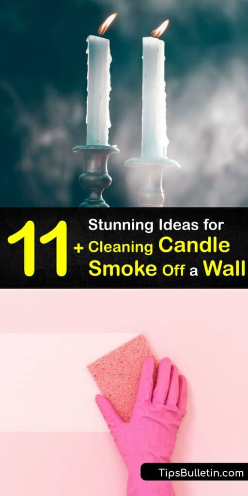 Spilled candle wax, smoke damage, soot stains, and smoke odor are unfortunate side effects of burning candles. Clean soot particles off your wall with white vinegar, baking soda soot stain remover, dish soap, and more. #clean #candle #smoke #walls
