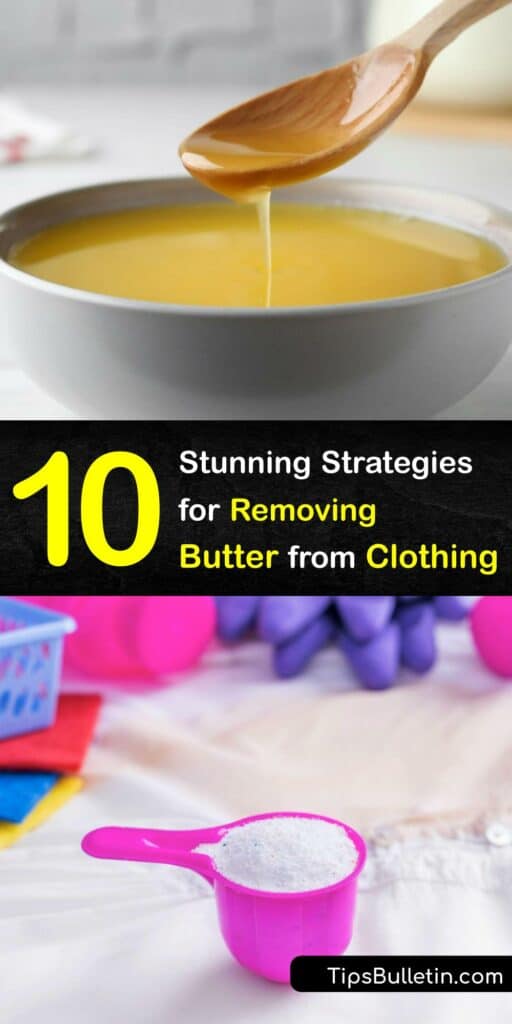 Whether it’s peanut butter, popcorn butter, or an oil stain, grease stains and butter stains can be challenging. Make butter stain removal easy with home remedies using dish soap, baking soda, white vinegar, and more. #remove #butter #clothes