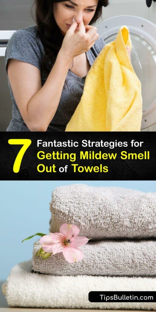 Learn how to clean towels to remove a musty smell. Laundry detergent is not enough to remove mildew from towels, and it’s essential to clean them with white vinegar, baking soda, bleach, and other bacteria-eliminating cleaners to restore their original freshness. #remove #mildew #smell #towels