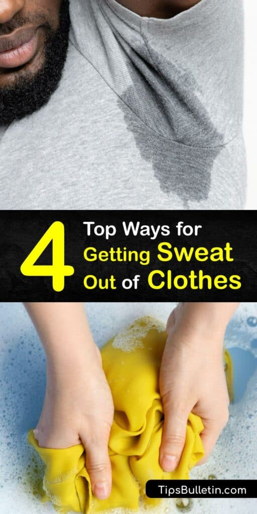 Like grass stains, sweat marks on your gym clothes can be tough to remove. Try an at-home stain remover like distilled white vinegar or concentrated laundry detergent to get the stains and smell out of your sweaty clothes. #remove #sweat #clothes