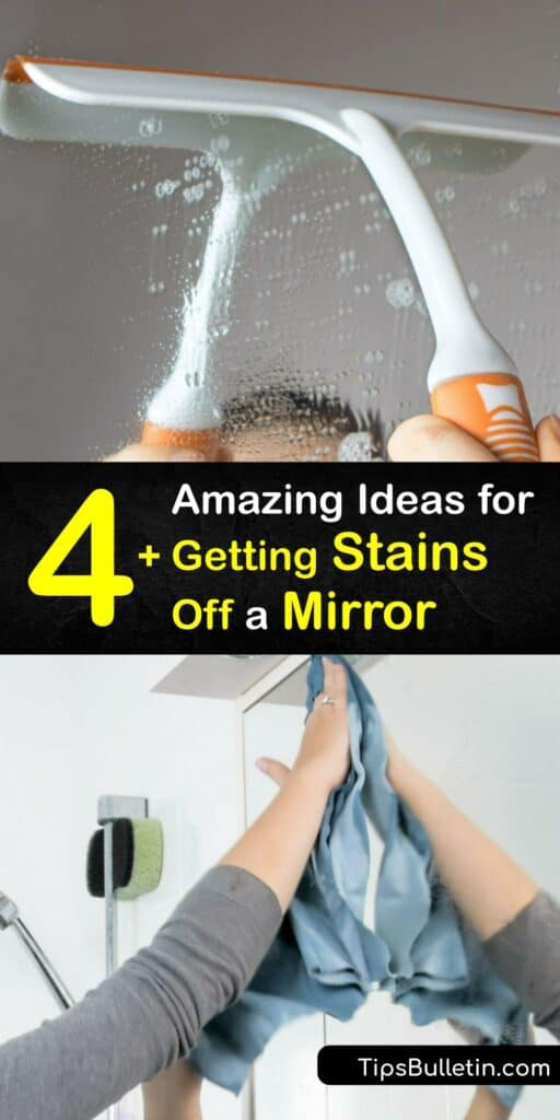 Clean a hard water stain or water spots off your custom glass mirror, shower door, or stained glass windows with easy tricks. Cleaning mirrors is simple with a microfiber cloth and an appropriate cleaner like toothpaste, white vinegar, or rubbing alcohol. #clean #stained #mirror