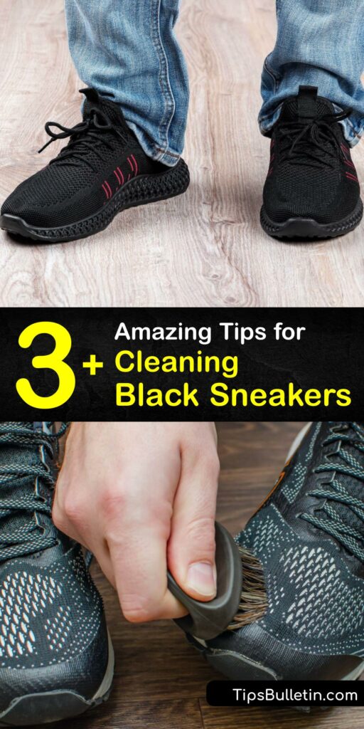 Learn ways to clean black shoes, whether they are canvas sneakers, suede shoes, or leather sneakers, and restore their clean appearance. It’s easy to get black shoes black again using a soft brush, laundry detergent, white vinegar, and other safe cleaners. #clean #black #sneakers