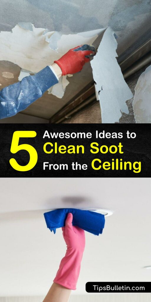 Cleaning soot residue or a smoke stain from a painted wall or ceiling is simple with home remedies. Clean soot particles from your ceiling and remove a black soot stain with items like dish soap, white vinegar, a Magic Eraser, and more. #clean #soot #off #ceiling