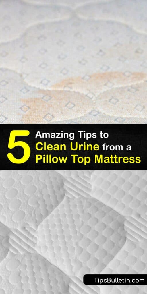 Discover how to clean urine from a pillow top foam mattress. White vinegar, hydrogen peroxide, and baking soda are excellent for removing a urine stain from a memory foam mattress, and a mattress protector protects the bed from a mattress stain. #howto #clean #urine #pillow #top #mattress