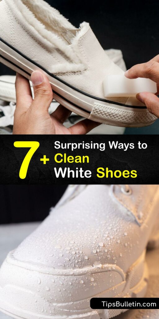 Discover ways to clean white sneakers to remove everyday dirt and tough stains. It’s easy to clean a white sneaker, whether it’s a canvas, suede, or leather shoe using laundry detergent, white vinegar, baking soda, or a Magic Eraser. #howto #clean #white #shoes