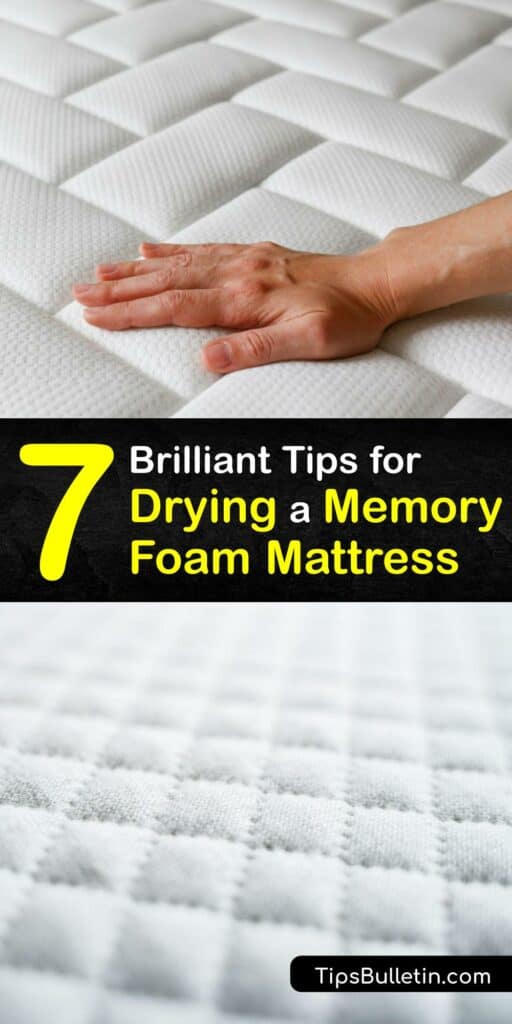Drying memory foam mattresses can seem challenging. A wet mattress, memory foam pillow, memory foam mattress topper, or mattress protector is uncomfortable. Learn to use baking soda to remove a stain without water, and to dry your memory foam items fast. #dry #memory #foam #mattress
