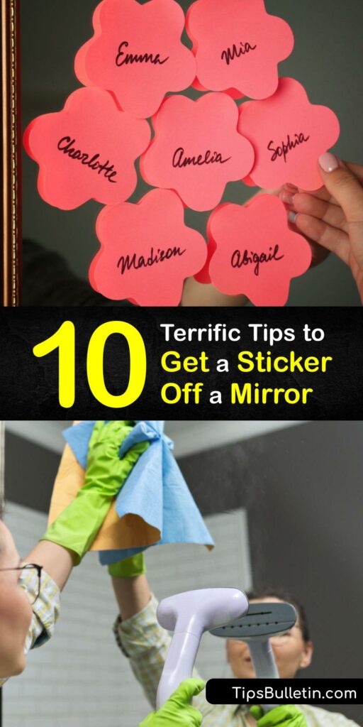 Discover how to remove sticky residue from a glass mirror. Instead of chemical solvents like Goo Gone, try home remedies using nail polish remover and a razor blade, or washing soda and hot water to erase unsightly glue marks from your mirror. #get #sticker #off #mirror