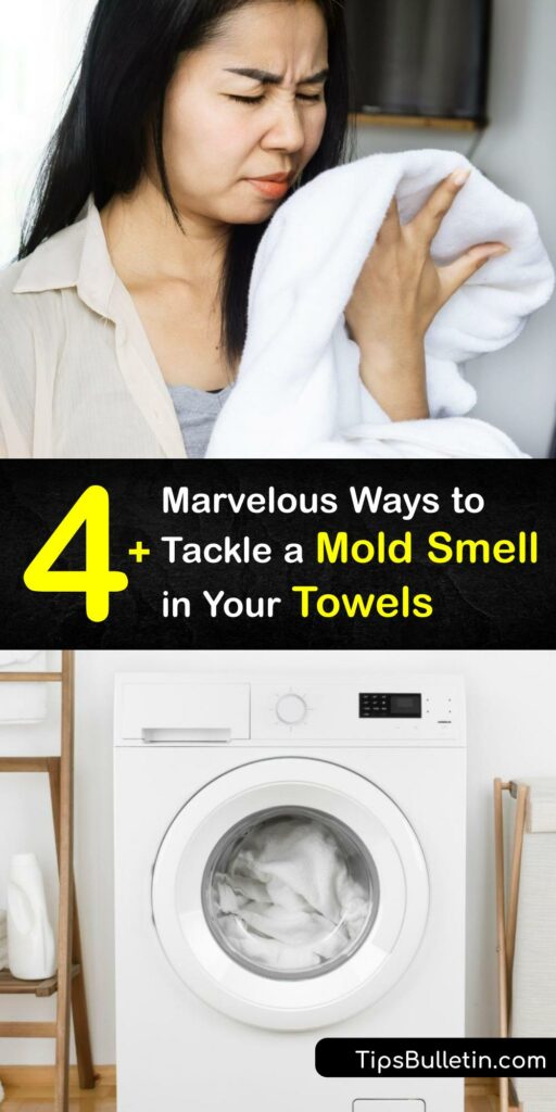 A stinky towel is unpleasant. When your bath towel has a mildew odor, you quickly learn it takes more than regular laundry detergent or fabric softener to fix smelly towels. Oust a musty smell with white vinegar, baking soda, hot water, and more. #get #moldy #smell #out #towels