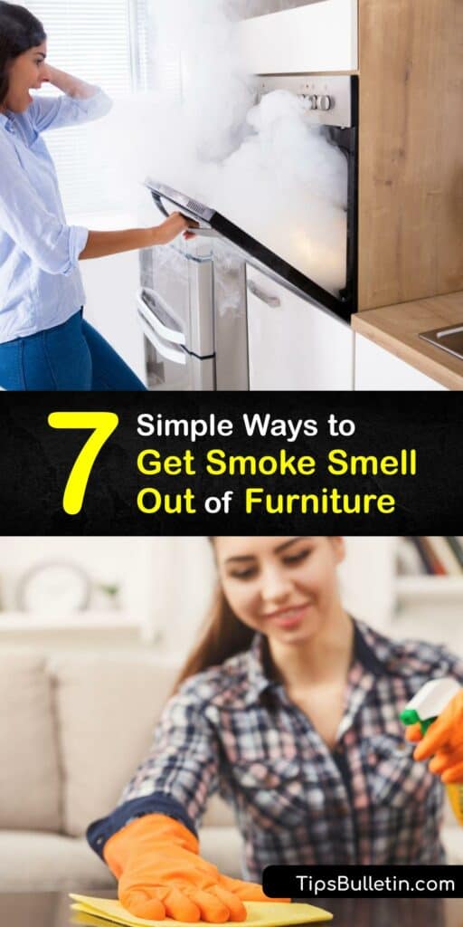 Discover ways to remove cigarette odor and other smoke residue from furniture using simple home remedies. White vinegar works to remove smoke particles from upholstery and baking soda absorbs the smoke odor. #howto #remove #smoke #smell #furniture