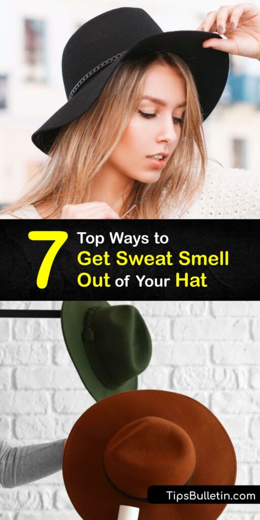 Hat care can be daunting for a ball cap or straw hat, as one cycle in the washing machine doesn’t get rid of a sweat stain or smell. Use concentrated laundry detergent, baking soda and cool water paste, or dish soap and warm water to remove sweat odor from your hat. #get #sweat #smell #out #hats