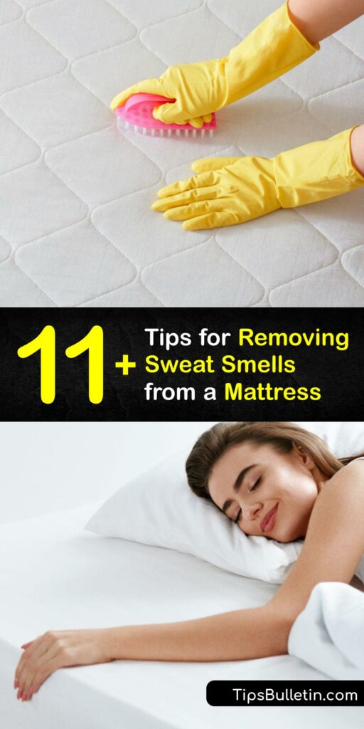 A sweat smell, dust mites, or sweat stains on your memory foam mattress protector are unpleasant. Take care of a mattress stain, sweat stain, or dust mite evidence by treating your mattress with white vinegar or baking soda to get rid of a sweaty smell. #get #sweat #smell #out #mattress