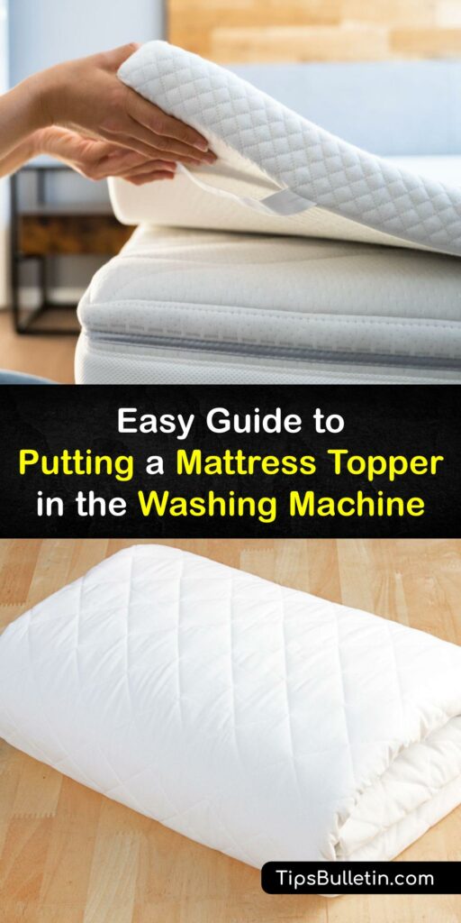 You purchased the best mattress topper or foam pad, so preserve it with a mattress protector and good care. A cotton, down, vinyl, or wool mattress topper is machine washable on a delicate cycle with mild detergent. A memory foam mattress topper is spot clean only. #wash #mattress #topper #machine
