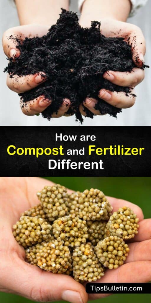 Learn the differences between compost and fertilizer and how to use them for plant and soil health. Compost is made up of organic material like yard waste and composted manure, while inorganic fertilizer is made of synthetic chemicals. #compost #fertilizer