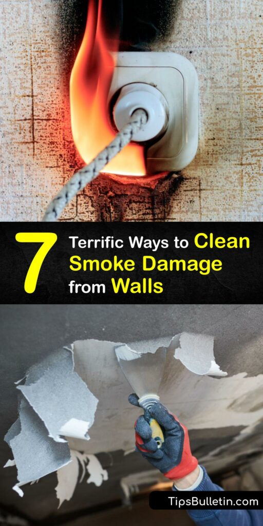 Discover ways to clean soot from walls and remove smoke smell after fire damage. While smoke stains are challenging to clean, it’s possible to remove a smoke stain using a dry cleaning sponge, white vinegar, soapy water, TSP, and other cleaning solutions. #howto #clean #fire #smoke #walls