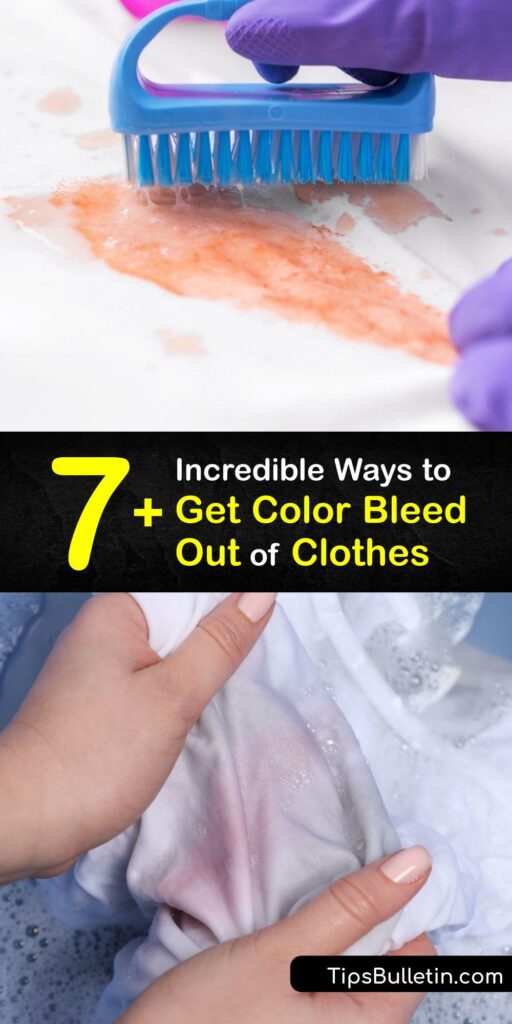 Discover how to remove a color stain after accidentally washing colored clothes with whites. It’s possible to remove bleed stains from clothes with white vinegar, hydrogen peroxide, oxygen bleach, and other color run remover solutions. #howto #remove #color #bleed #clothes