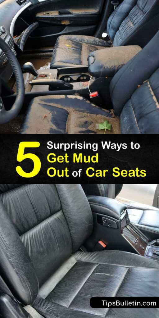 Discover ways to clean mud off car seats, whether a cloth seat or leather car seat. It’s easy to clean car upholstery to remove car seat stains by vacuuming and using soapy water, white vinegar, baking soda, or another cleaning solution. #howto #remove #mud #car #seats