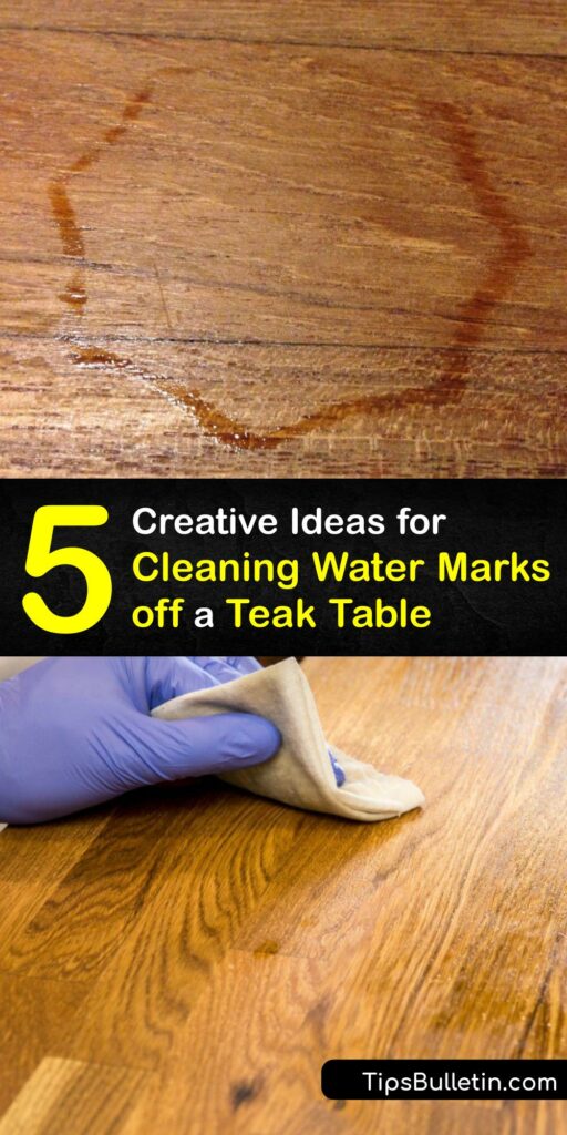 Remove water stains from your teak wood patio furniture with simple remedies. Use a teak cleaner like toothpaste or mayonnaise to restore your outdoor furniture. Add shine back to your teak wood furniture by finishing with a layer of teak oil or polish. #remove #water #marks #teak #table
