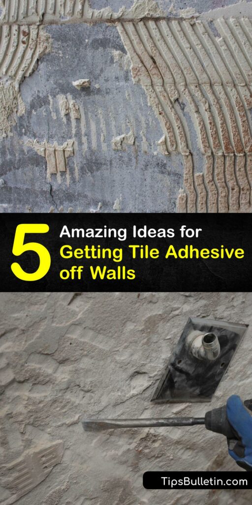 After you remove tile, old tile adhesive and grout remain. An essential part of tile removal is cleaning up old glue. Use easy tricks for removing tile glue to eliminate old wall tile adhesive, and create a stable base to paint or lay new ceramic tile. #remove #old #tile #adhesive #wall