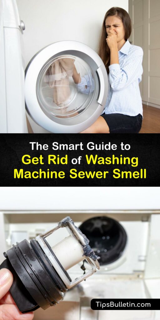 Discover how to eliminate a washing machine smell and smelly drain and keep your clothing and laundry room smelling fresh. It’s important to clean your washer and drain regularly to remove soap scum and inspect the vent pipe for clogged debris. #howto #remove #sewer #smell #washer