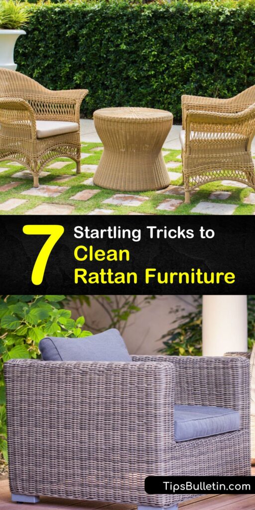 Natural rattan or synthetic rattan furniture is stunning. Whether you have wicker dining chairs, bar stools, or an outdoor furniture set, it’s vital to know how to clean rattan furniture. Maintain rattan garden furniture by dusting and washing with dish soap or bleach. #clean #rattan #furniture
