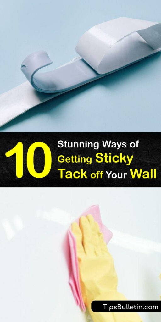A Blu Tac stain, leftover poster putty, or sticker residue ruins the look of your painted wall. Discover simple home remedies to remove sticky residue left by double sided tape, wallpaper glue, and more, using items like dish soap and white vinegar. #get #sticky #tack #off #walls