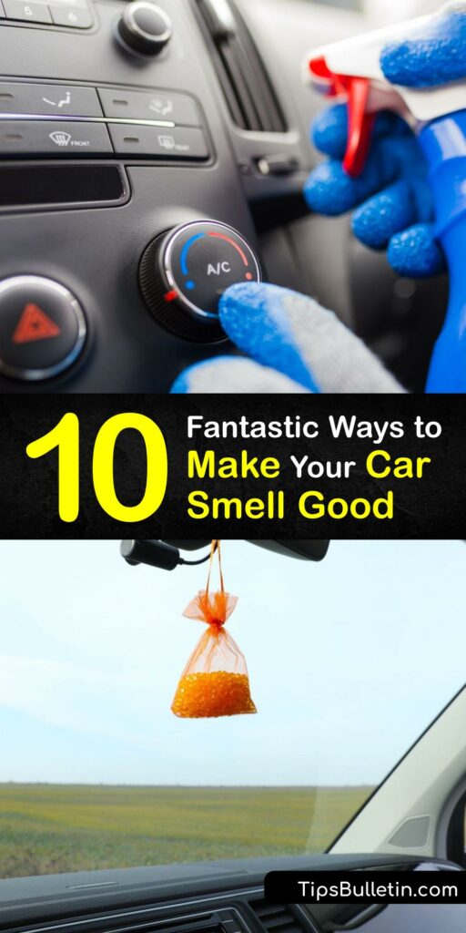 Discover how to remove bad odor from your car and leave it smelling fresh. It’s easy to make your car smell good by deep cleaning and using dryer sheets, baking soda, essential oil air freshener, coffee beans, and other simple remedies. #car #smell #good