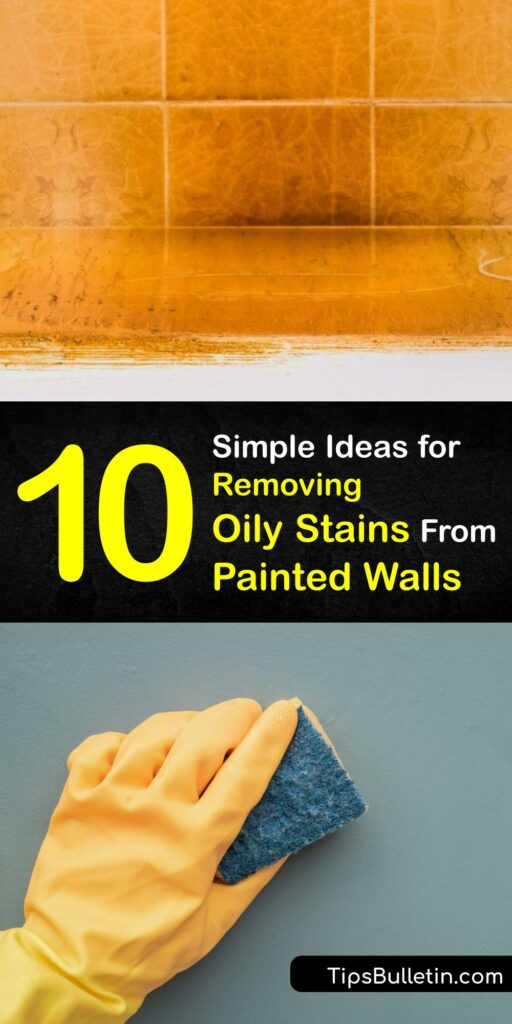 Oil stains ruin your clean walls. Try removing stains from flat paint with home remedies. Lift a stubborn grease stain with dish soap, white vinegar, baking soda, a Magic Eraser, and more. #remove #oil #stains #painted #walls