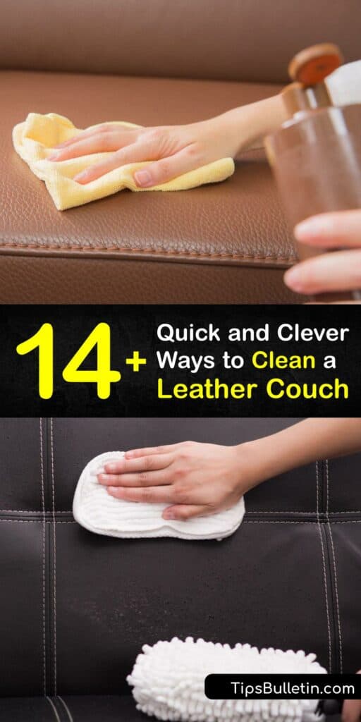 Leather furniture requires lots of love to look its best. Discover how to clean leather furniture and leather upholstery without breaking a sweat or the bank with these incredible tips and tricks. Learn how to return the luster to your grain leather today. #clean #leather #couch