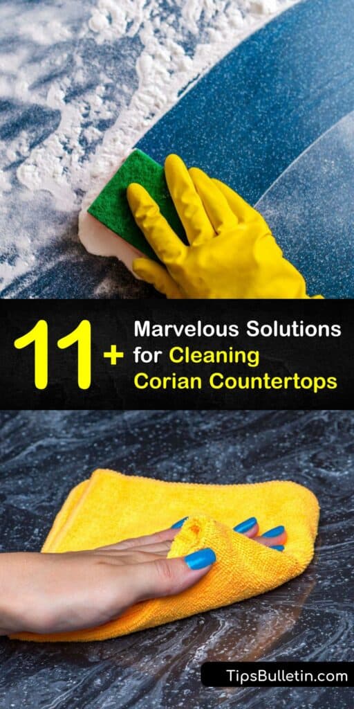 A quartz countertop, granite countertop, or DuPont Corian worktop, demands proper care. Solid surface counters are durable but harmed by harsh cleaners. Clean Corian surfaces with a countertop cleaner like peroxide, dish soap, or vinegar. #clean #corian #countertops