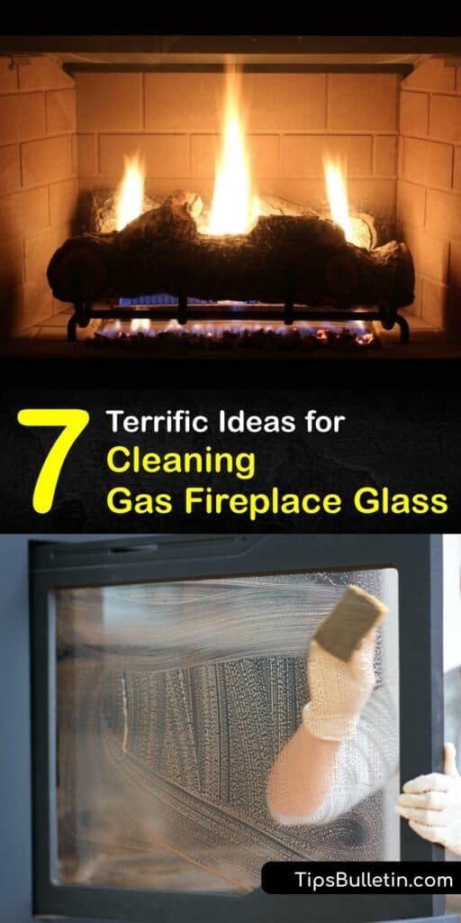 Learn how to clean fireplace glass and stove accessories with DIY methods. Soot on your gas fireplace glass door is unsightly. Use home remedies with white vinegar, cornstarch, rubbing alcohol, and toothpaste to keep your direct vent gas fireplace looking flawless. #clean #gas #fireplace #glass