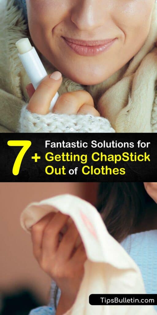 A ChapStick stain is a waxy mark similar to a grease stain or oil stain. Lip balm stain clothes are unsightly. Explore the best stain remover for ChapStick and lipstick stains including dish soap, baking soda, distilled white vinegar, rubbing alcohol, and more. #get #chapstick #out #clothes