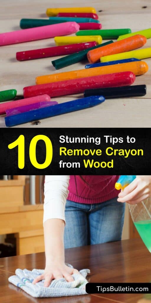 It pays to know how to remove crayon wax from wood furniture. Home remedies make cleaning crayon stain marks simple. Eliminate crayon marks with a Magic Eraser or toothpaste or try removing crayon with a hair dryer to wipe the melted crayon away with ease. #remove #crayon #wood