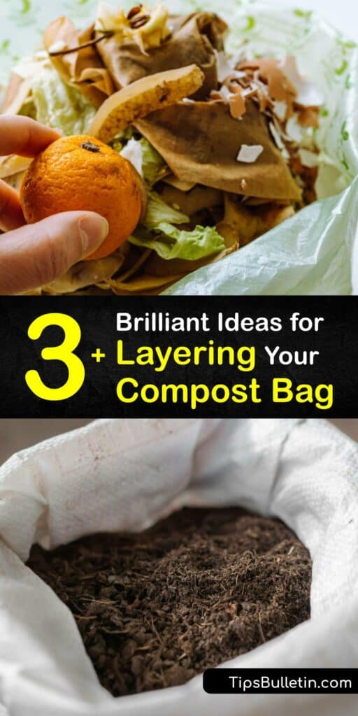 Start a compost bag as a method of solid waste management and turn your food waste and yard waste into finished compost. Use a non compostable bag like a trash bag or reusable composter bag to ensure your bag doesn’t decompose with your scrap material. #start #compost #bag