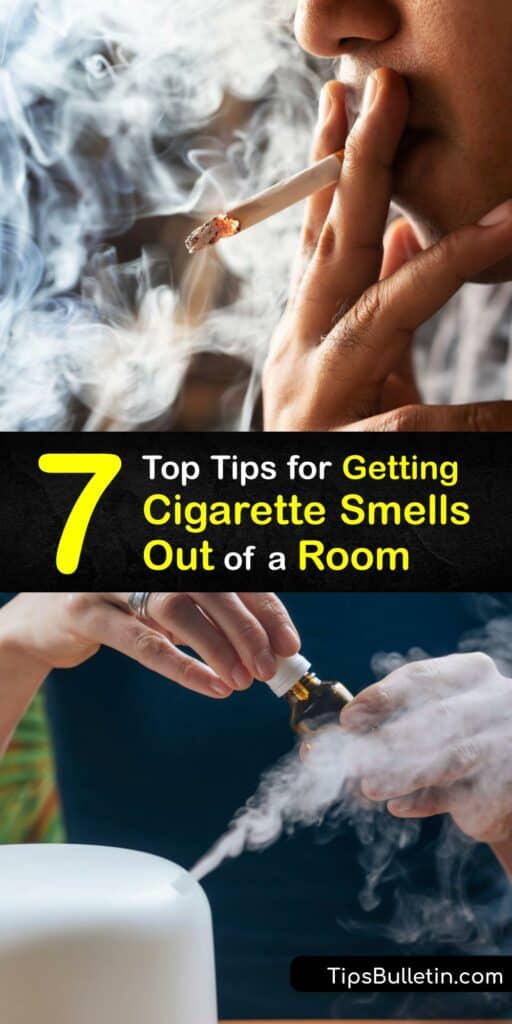 Thirdhand smoke, or cigarette odor-causing smoke particles settles indoors, reduces air quality, and threatens your health. Use proven remedies to eliminate smoke odor. Get rid of cigarette smell with an air purifier, baking soda, white vinegar, and more. #remove #cigarette #smell #out #room