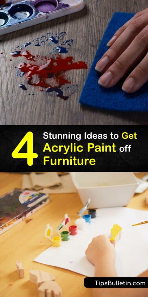 Latex paint, water based paint, chalk paint, or dried acrylic paint stains are unsightly. Don’t let an acrylic paint stain ruin your wood furniture. Eliminate dried paint with rubbing alcohol, nail polish remover, paint stripper, and more. #get #acrylic #paint #off #furniture