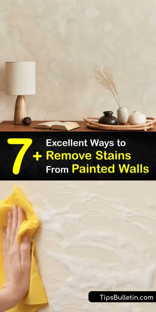 Discover how to clean walls to remove a stain without ruining the wall paint. White vinegar and soapy water are ideal cleaning solutions for removing stains from flat paint walls, and a Magic Eraser and baking soda remove scuffs and other wall marks. #howto #remove #stains #painted #walls