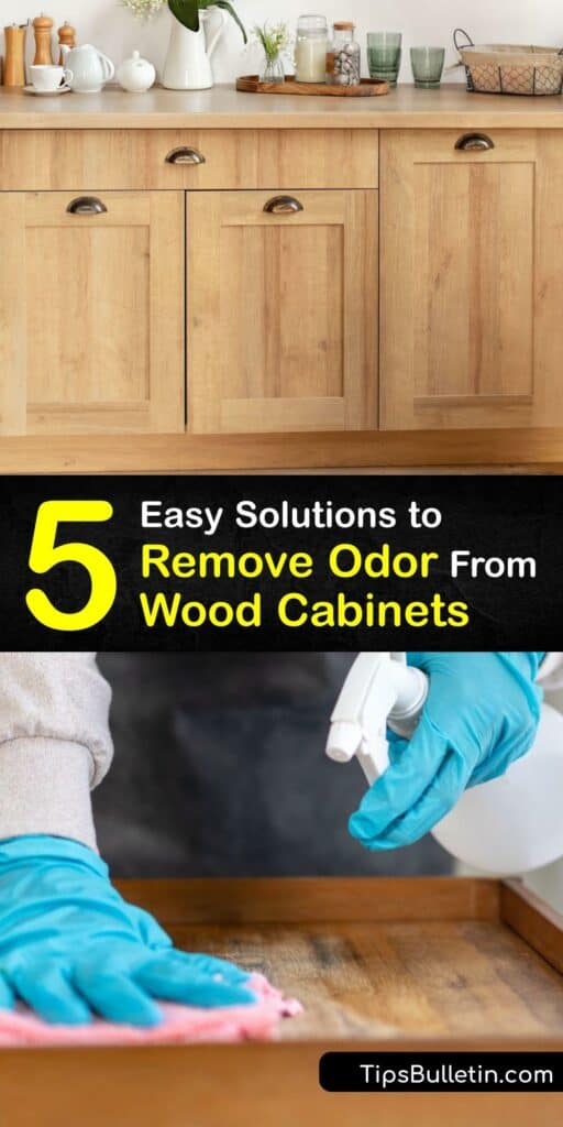 Try our home remedies for removing a bad smell from wood cabinets and learn how to prevent them from returning. Wood cabinets often have an old house smell, and it’s easy to remove a musty smell with white vinegar or absorb the odor with baking soda. #how #remove #odor #wood #cabinets