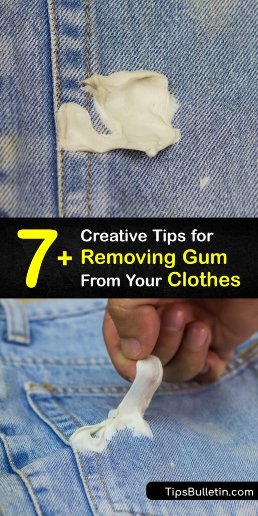 Discover ways to remove a chewing gum stain from clothes and keep your garment out of the ragbag. It’s possible to clean a gum stain by heating and freezing. Duct tape, peanut butter, Goo Gone, and toothpaste are excellent for gum removal. #how #remove #gum #clothing